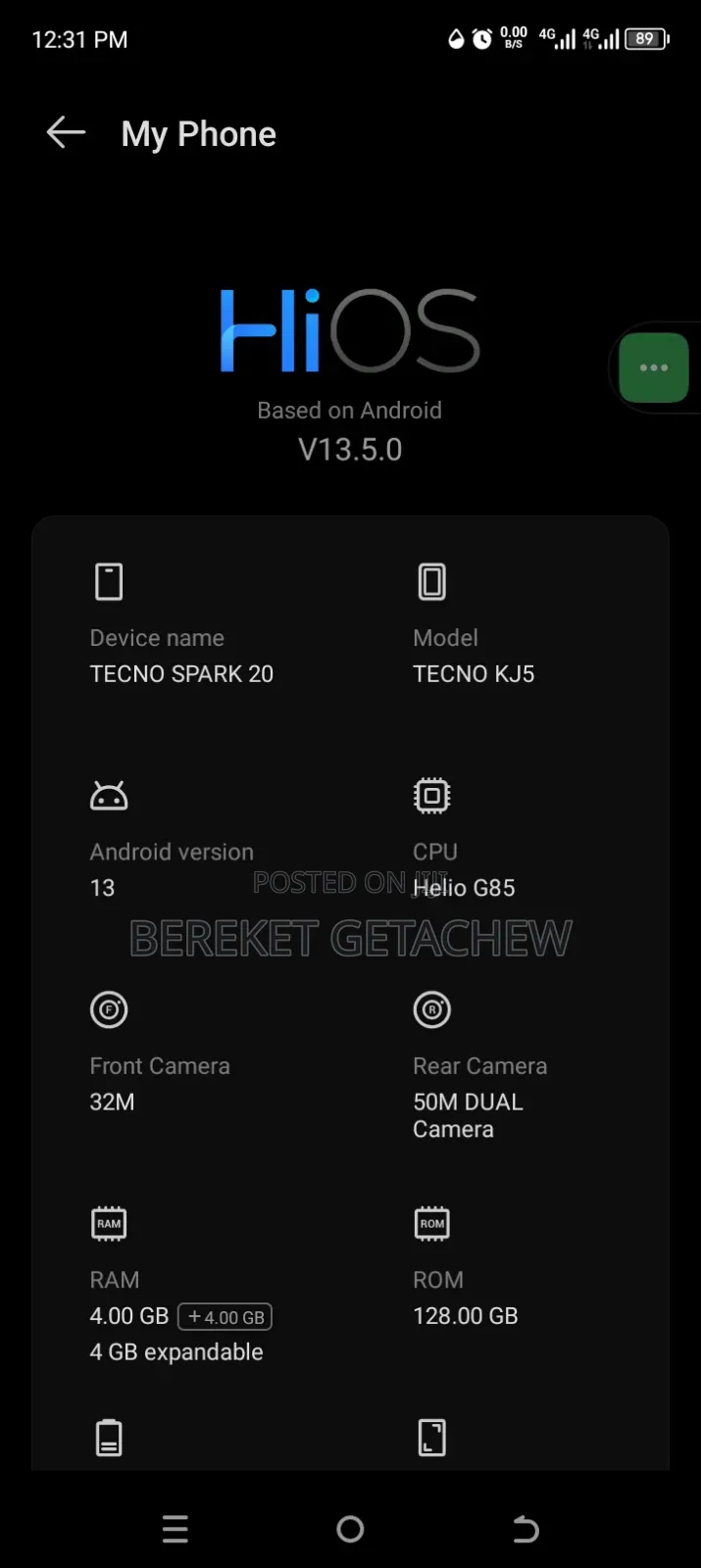 Tecno Spark 20 128 GB