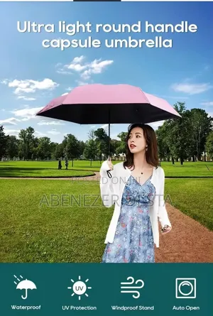 Compact, Capsule-Style Folding Umbrella Designed for Portability.