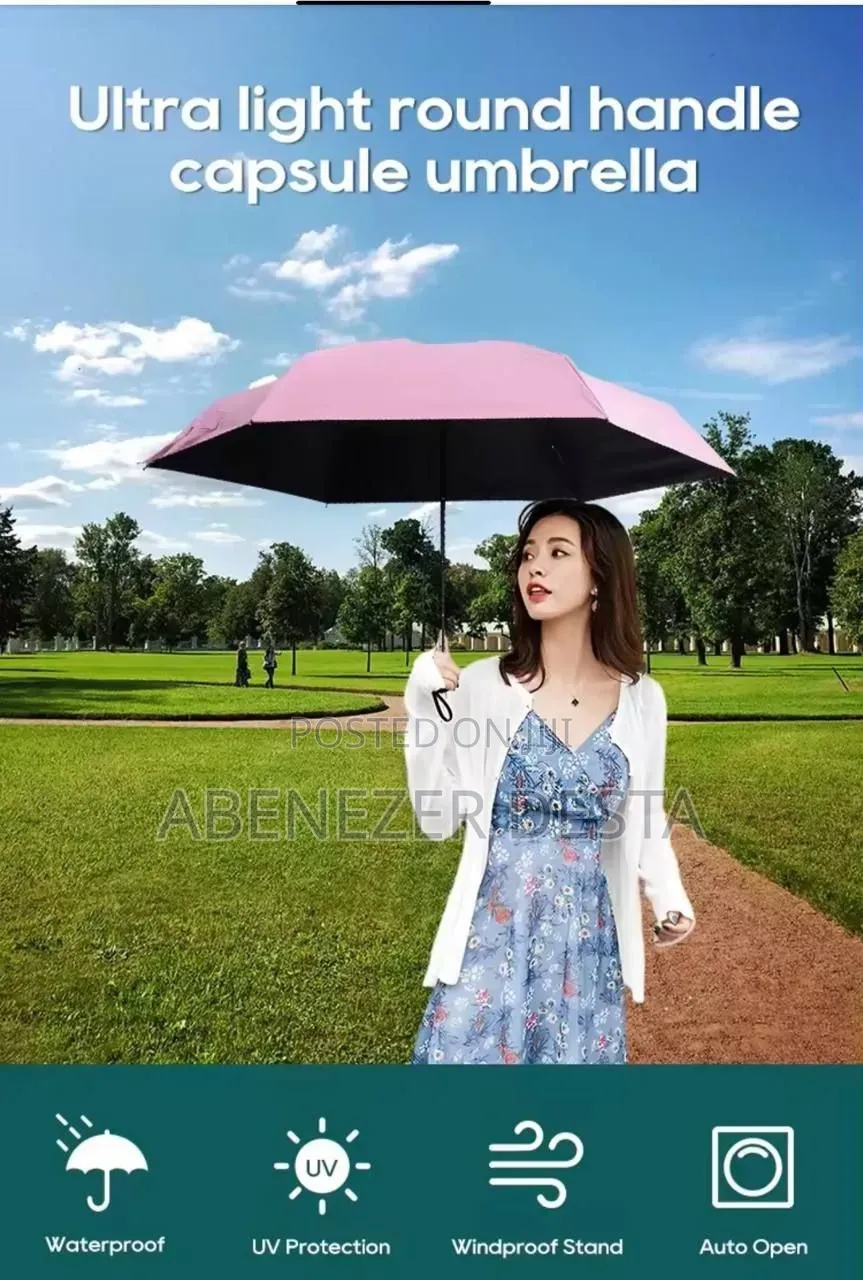 Compact, Capsule-Style Folding Umbrella Designed for Portability.