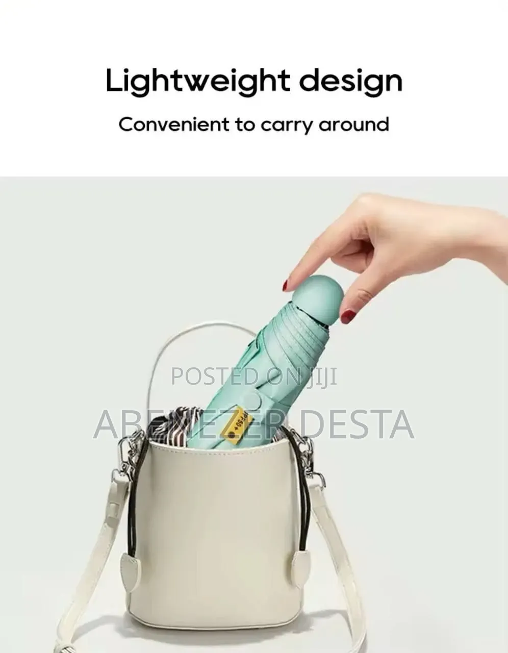 Compact, Capsule-Style Folding Umbrella Designed for Portability.