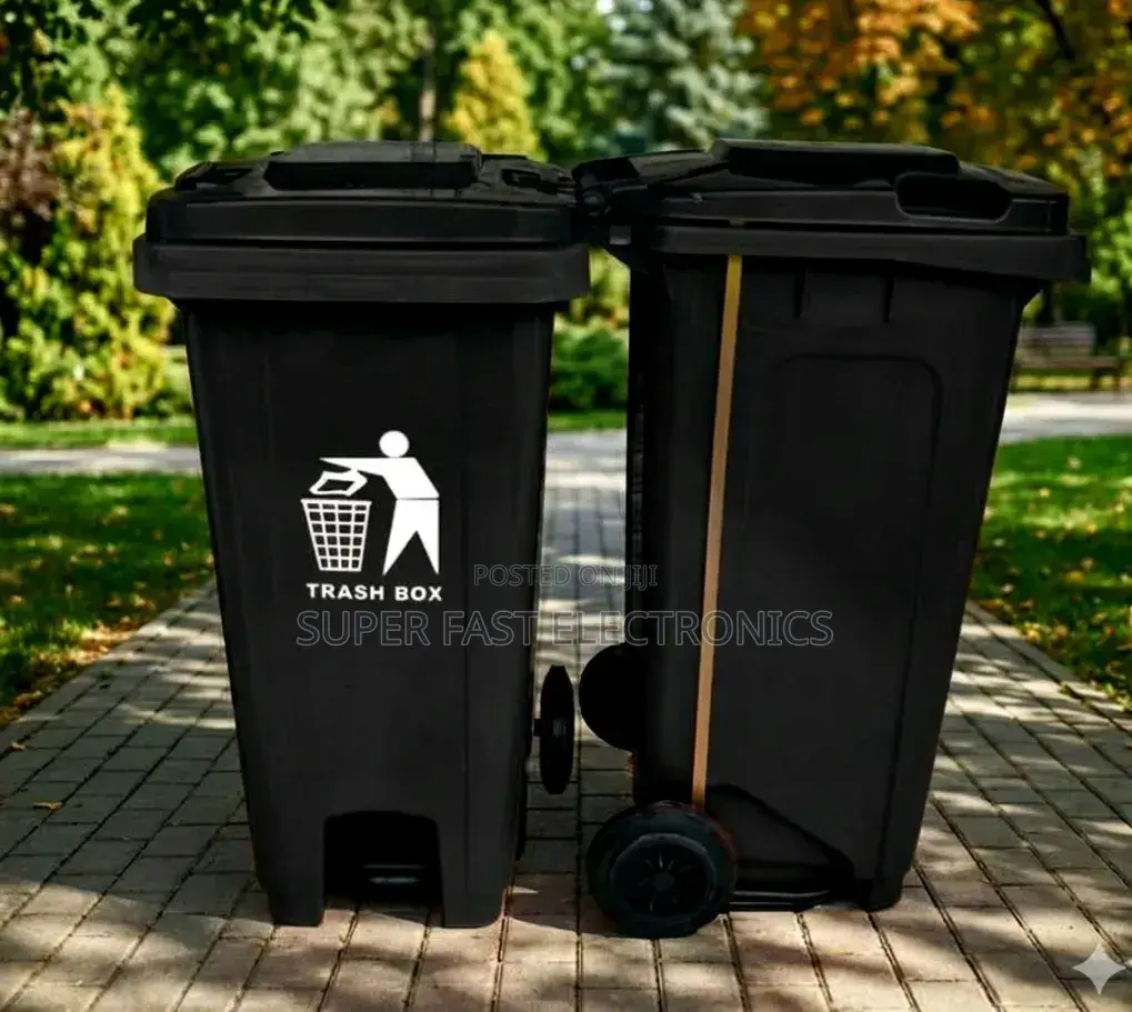 Garbage 240l Heavy-Duty Black Wheelie Bin Professional- Garbage Bin
