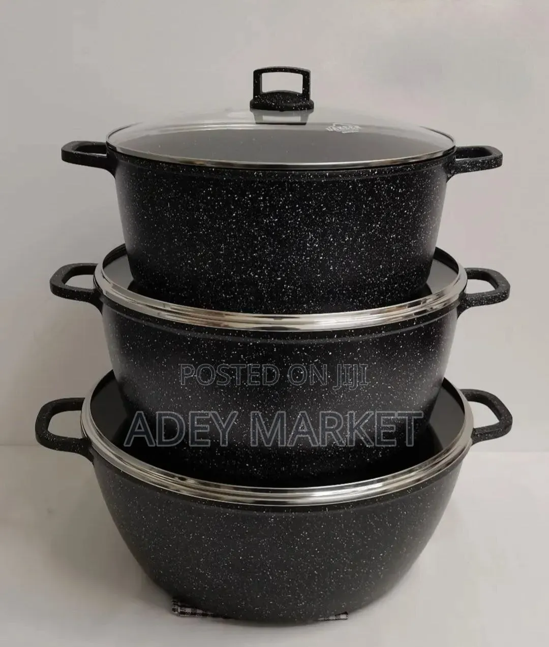 .Momcoc Marble Coated Granite Casserole Cookware Set