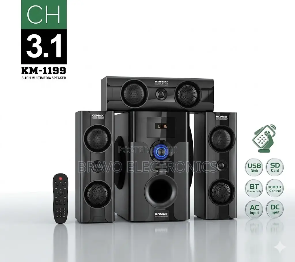 Komax 3.1ch Speaker System – Clear Sound | Strong Bass Performance