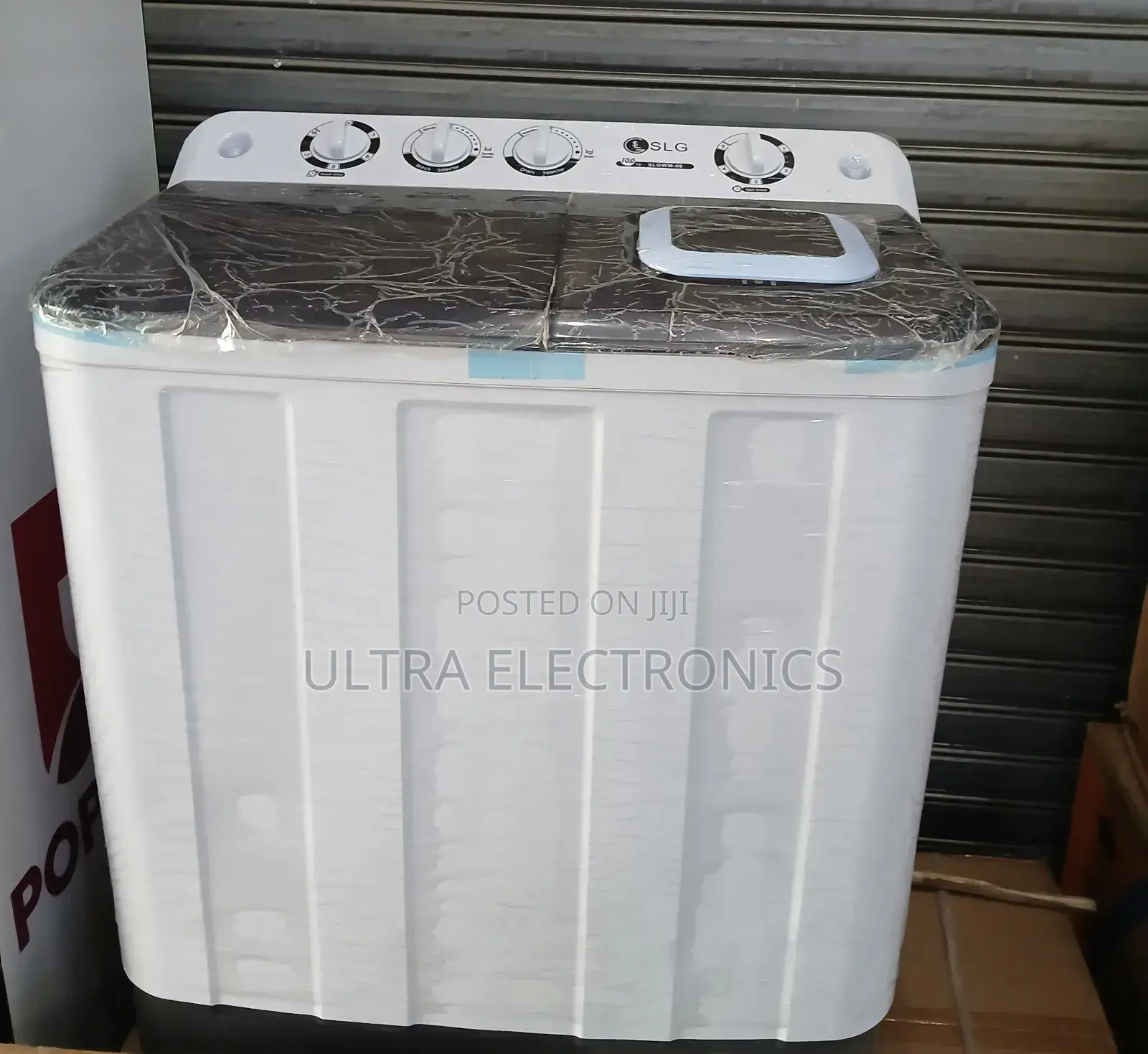 SLG Brand Twin Tub Washing Machine, Semiautomatic Laundry Appliance.