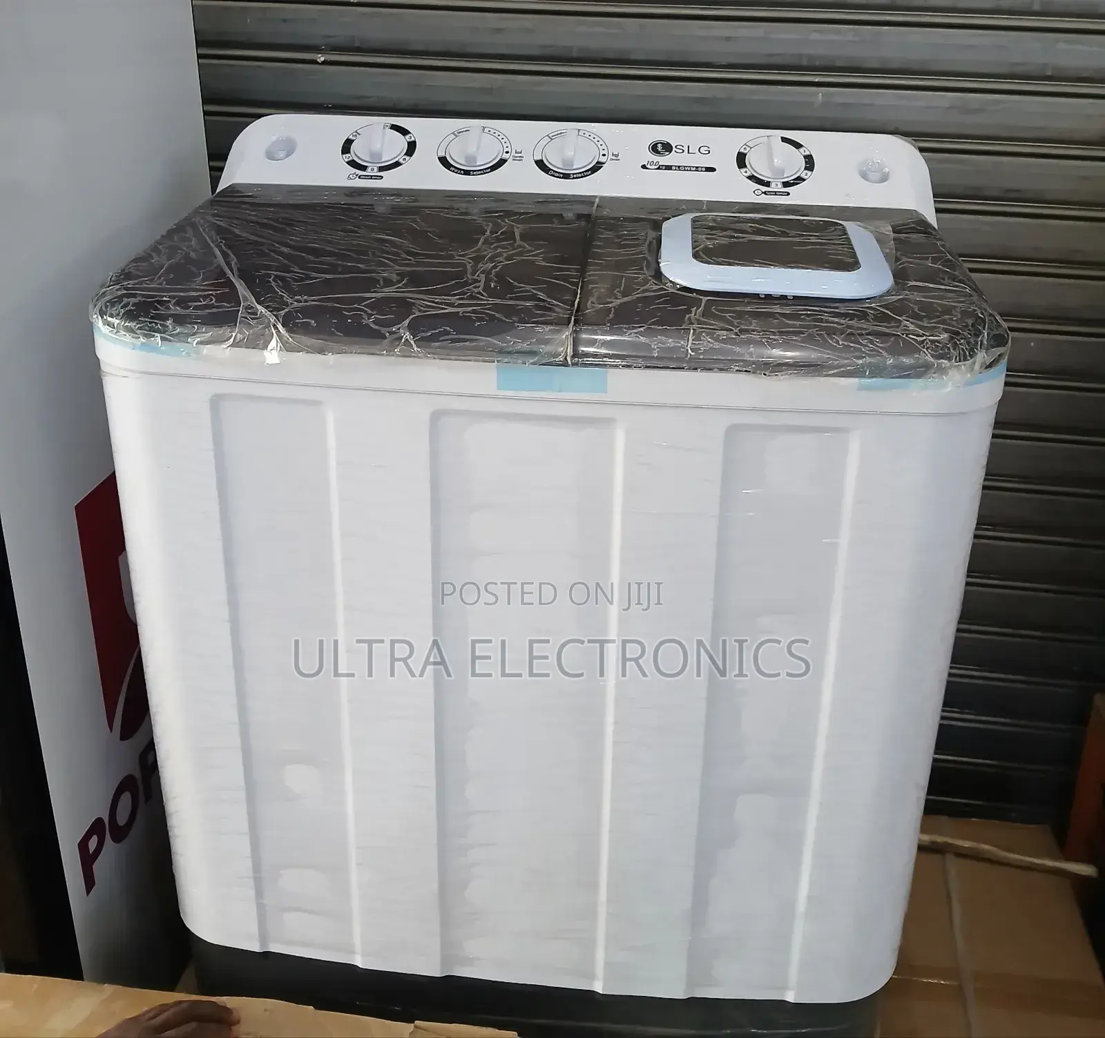 SLG Brand Twin Tub Washing Machine, Semiautomatic Laundry Appliance.