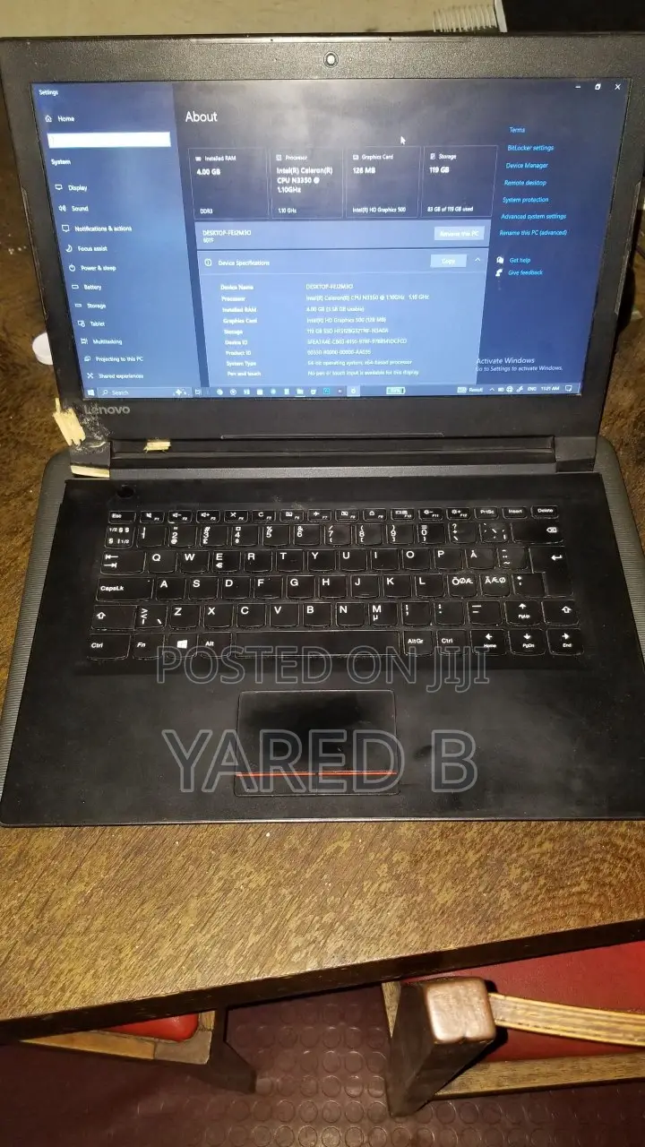Laptop Lenovo 4GB Intel Celeron SSD 128GB