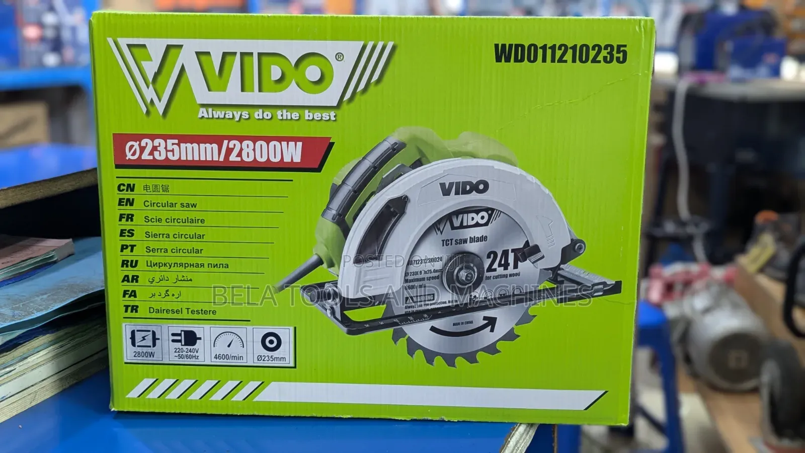 Vido Circular Saw 2800w 60teeth High Quality እንጨት መቁረጫ