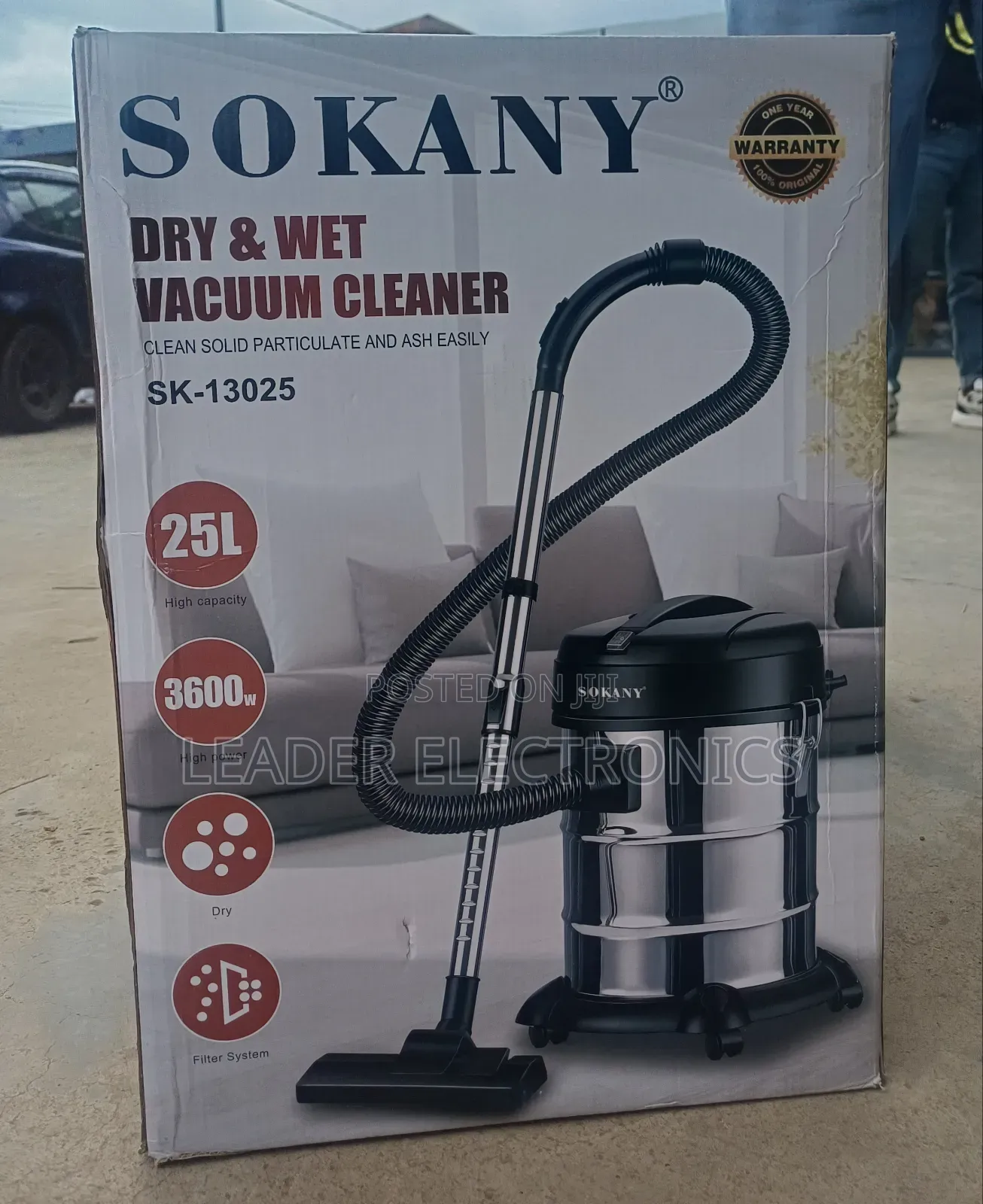 Sokany Vacuum Cleaner 25 Liter – Powerful Wet Dry Cleaning