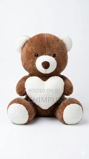 Brown Plush Teddy Bear With Large White Heart