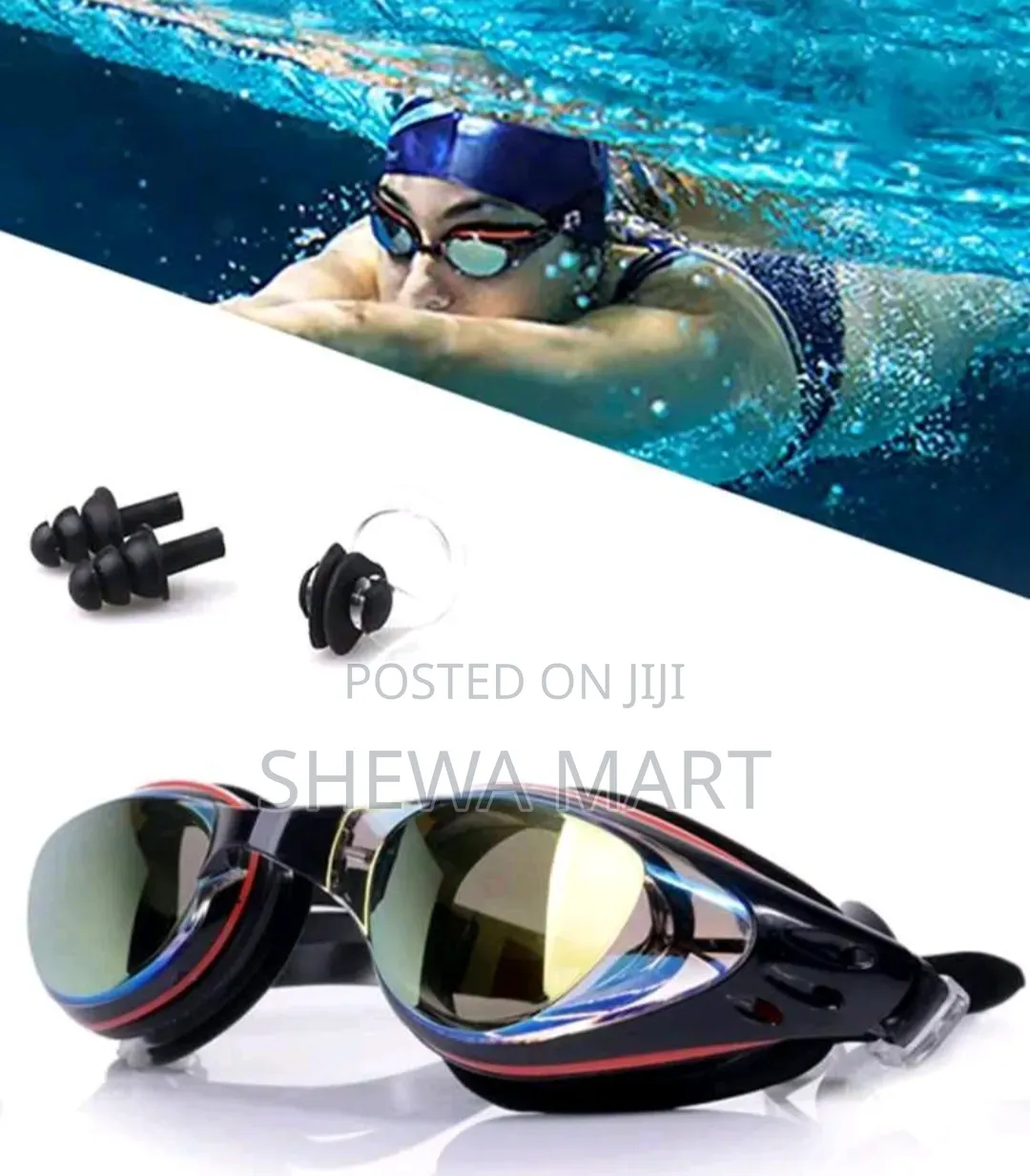 Swimming Goggles, Earplugs, and Nose Clip Set, Beach Essentials, Beach