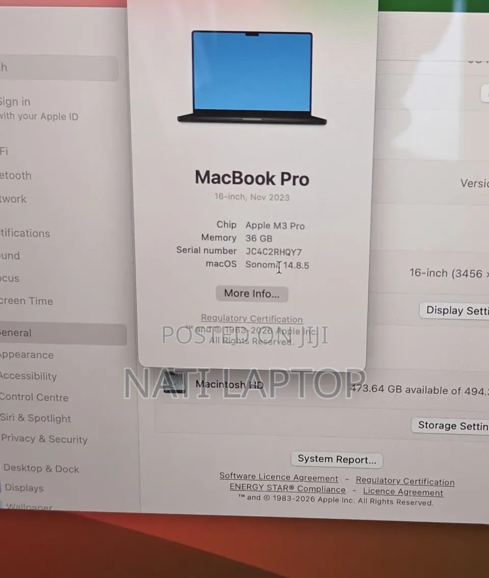 New Apple MacBook Pro 2023 M3 Pro 16-inch 36GB Apple M3 Pro SSD 512GB