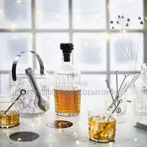 Glass Ice Bucket With Stainless Steel Handle