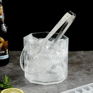 Glass Ice Bucket With Stainless Steel Handle