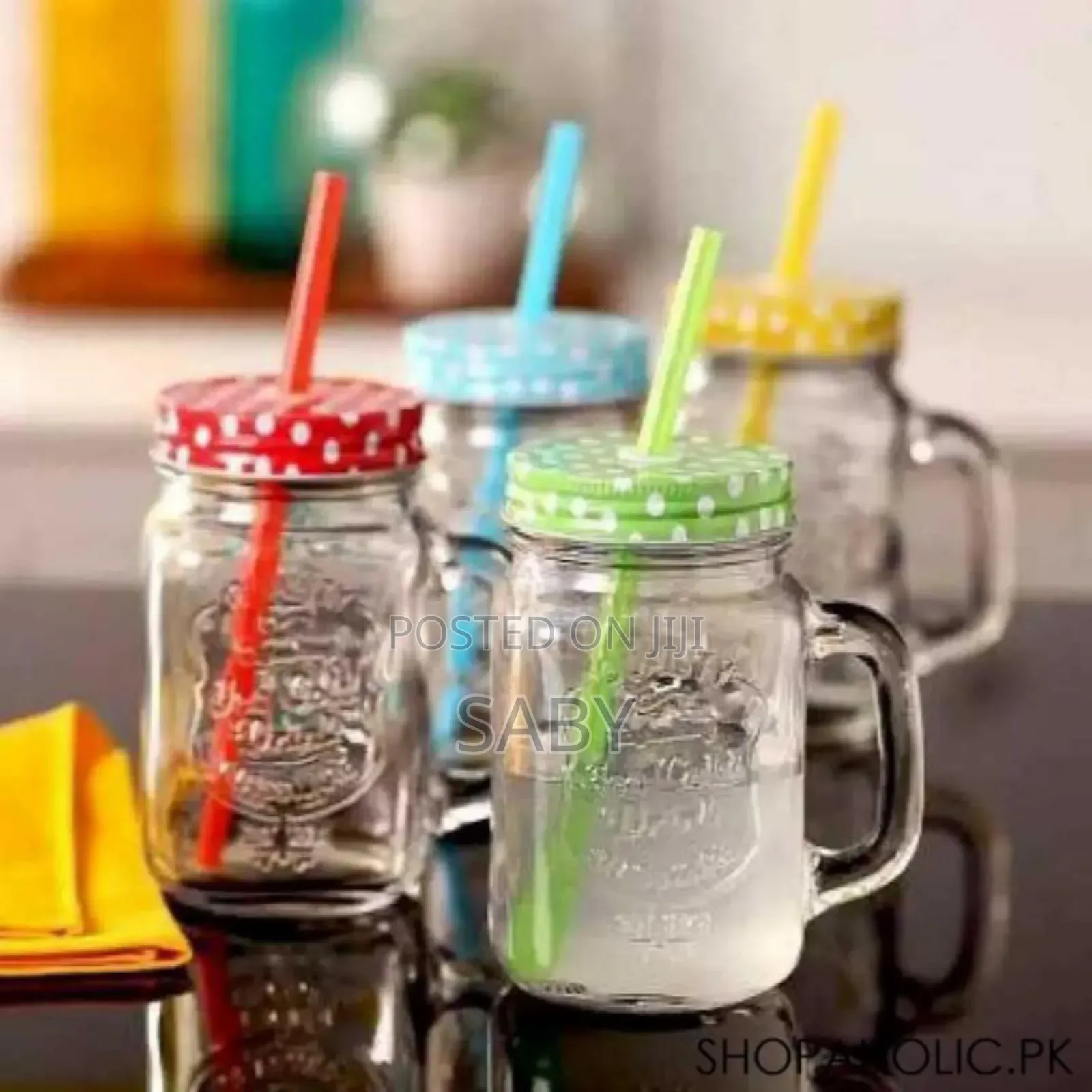 3pcs Vintage Mason Glass Drinking Jar With Straw