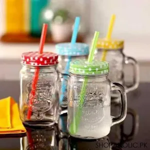 3pcs Vintage Mason Glass Drinking Jar With Straw