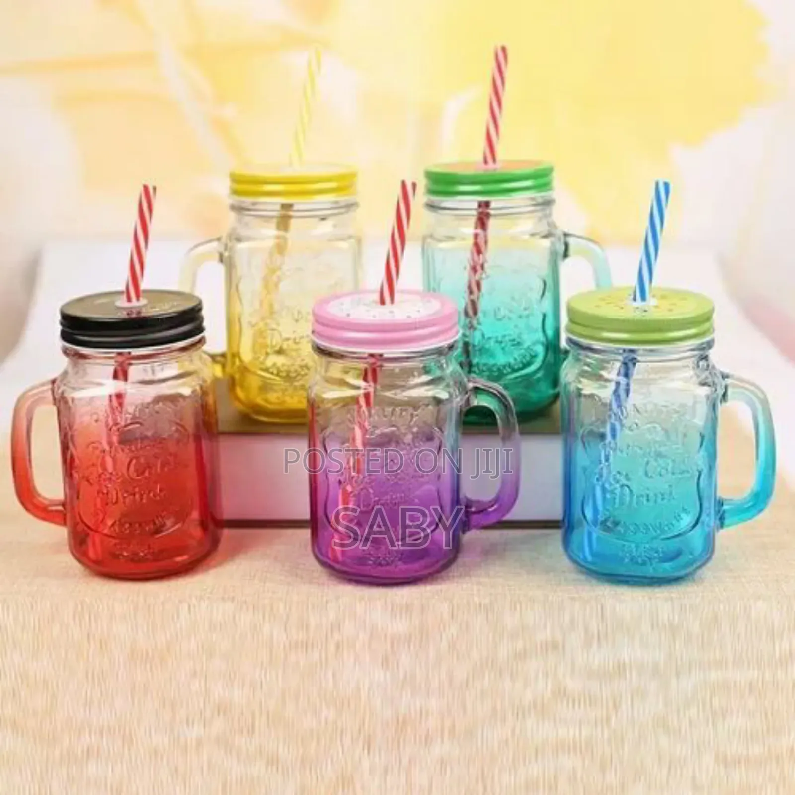 3pcs Vintage Mason Glass Drinking Jar With Straw
