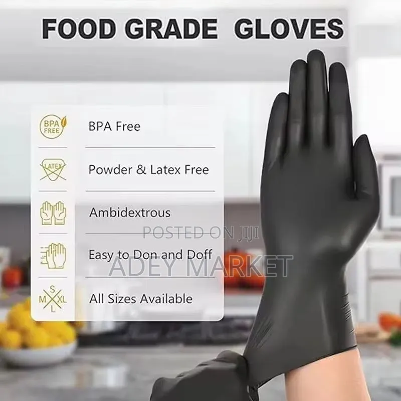 Disposable Black Vinyl Multi-purpose Gloves