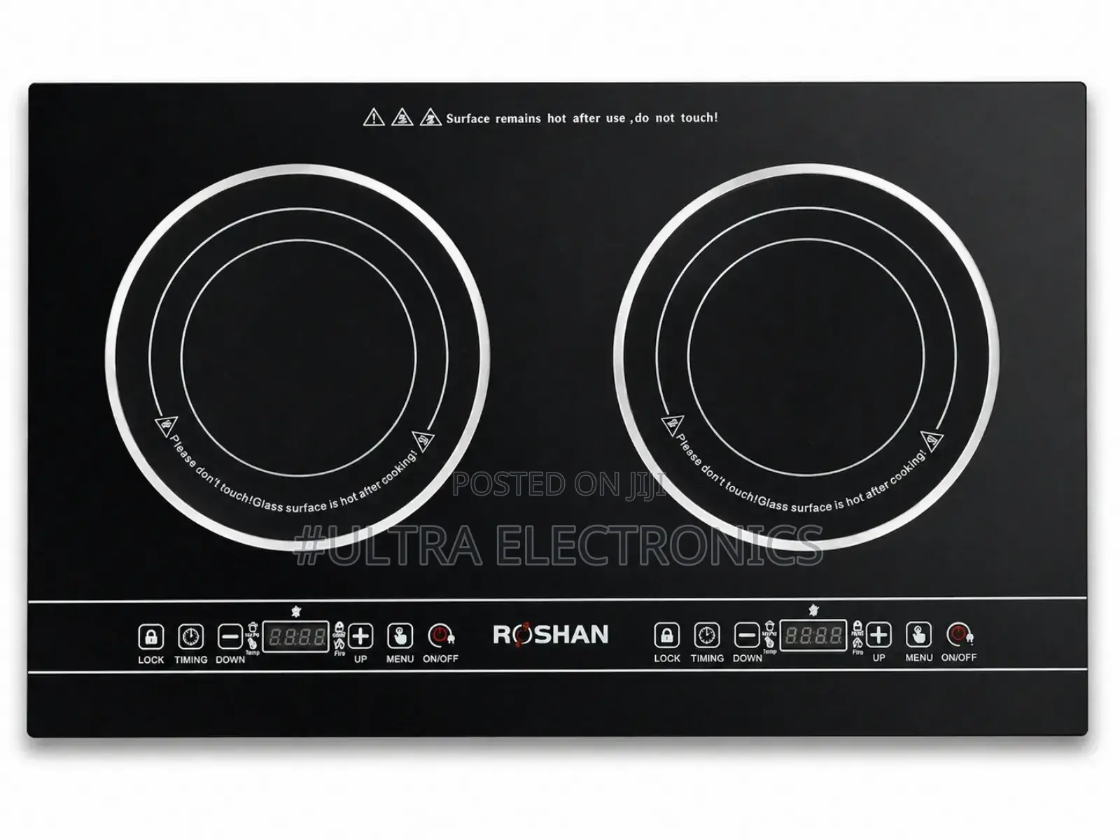 Roshan Stove Double Induction Cooktop With a Sleek Black Glass Surfa