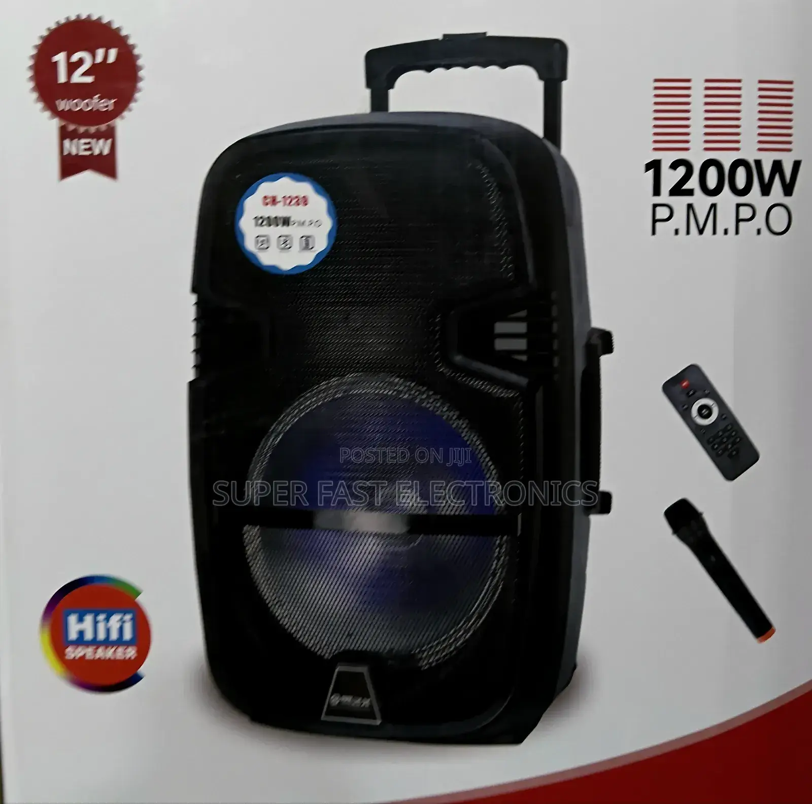 Max Multi-Function Portable Speaker System1200w P.M.P.O 12 Inch