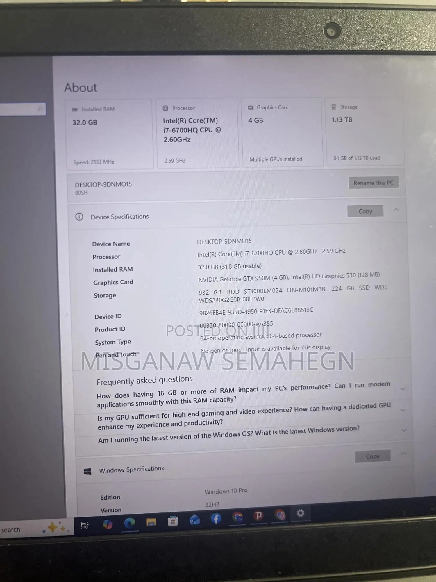 Laptop Lenovo IdeaPad 720S 32GB Intel Core i7 SSHD (Hybrid) 1T