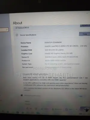 Laptop HP EliteBook 840 4GB Intel Core i5 HDD 500GB