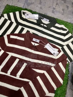 Premium Men's Striped Knitted Quarter-Zip Polo