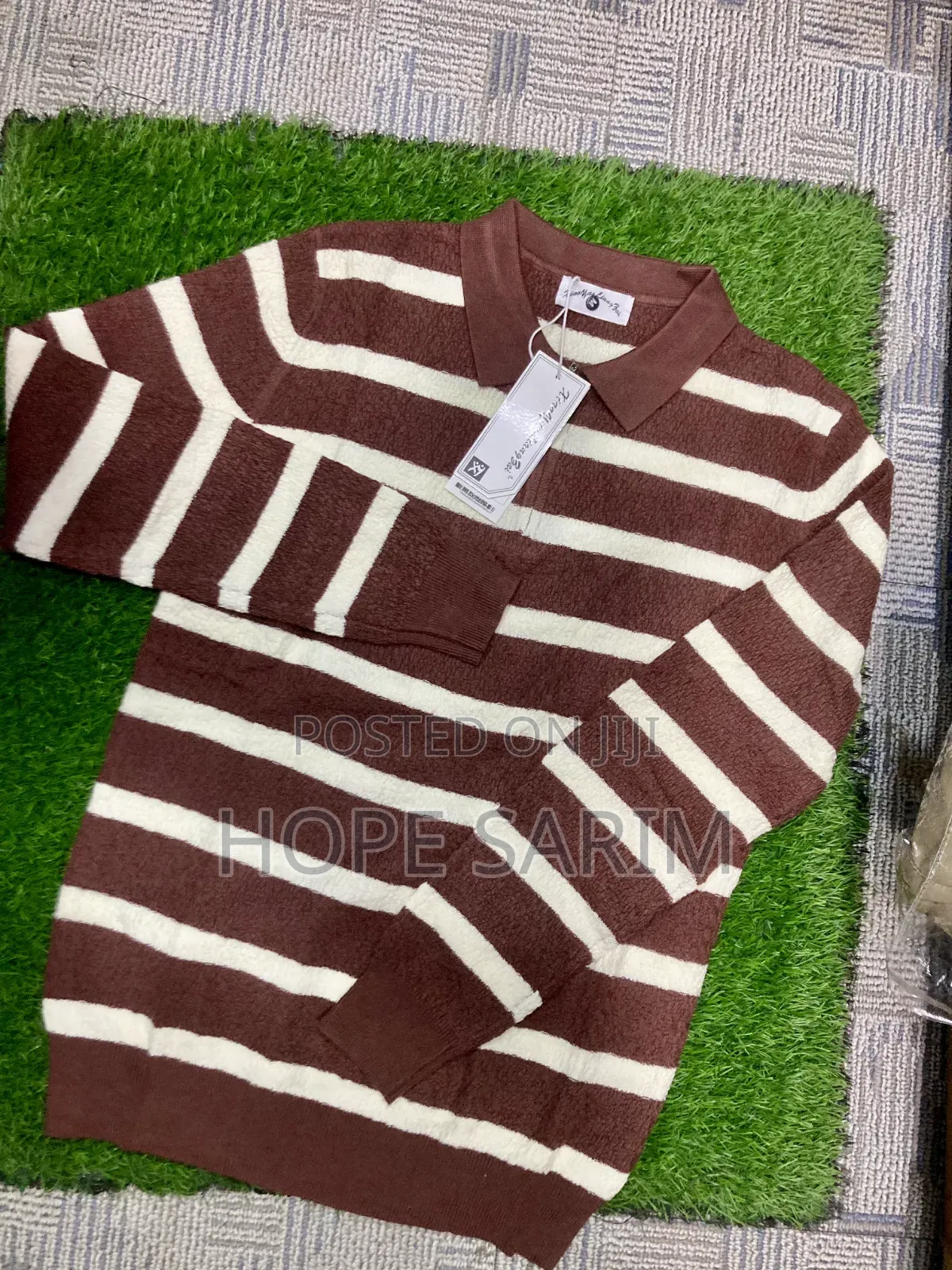 Premium Men's Striped Knitted Quarter-Zip Polo