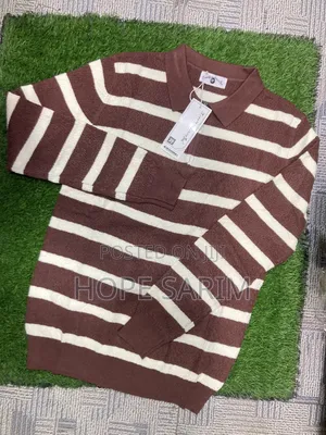 Premium Men's Striped Knitted Quarter-Zip Polo