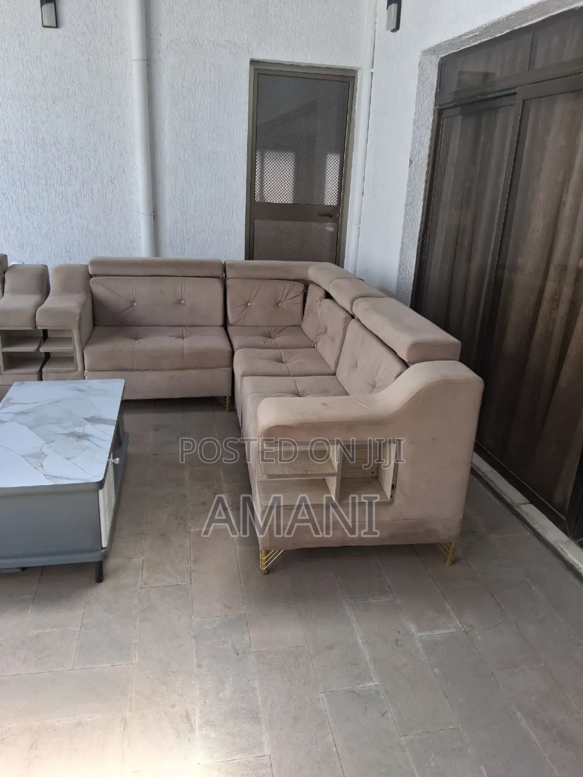 Brown L Shape Sofa