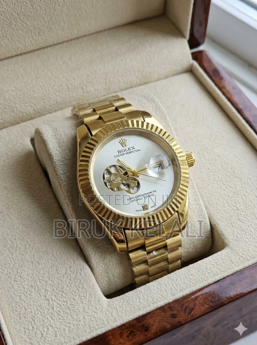Rolex Oyster Perpetual Styled Watch With a Gold-Tone Finish