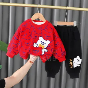 Cartoon Bear Printed Two-Piece Set