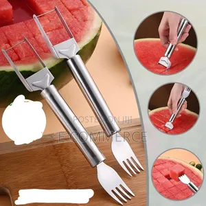 2-in-1 Stainless Steel Watermelon Cutter and Fork Slicer Tool.