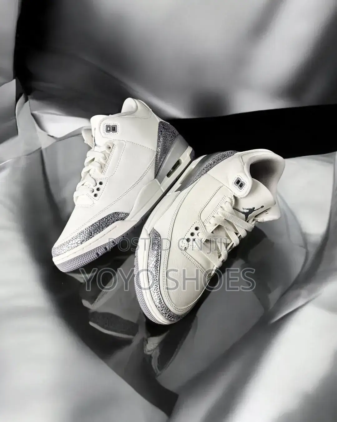 Nike Air Jordan 3 Retro Sail/Cement Gray Metallic Silver Unisex Shoes