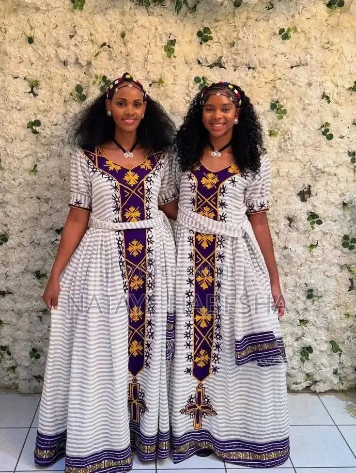 የሀገር ባህል ልብሶች የሀበሻ ቀሚስ Habesha Kemis ሽፎን Chiffon Yehabesha Libs ልብስ