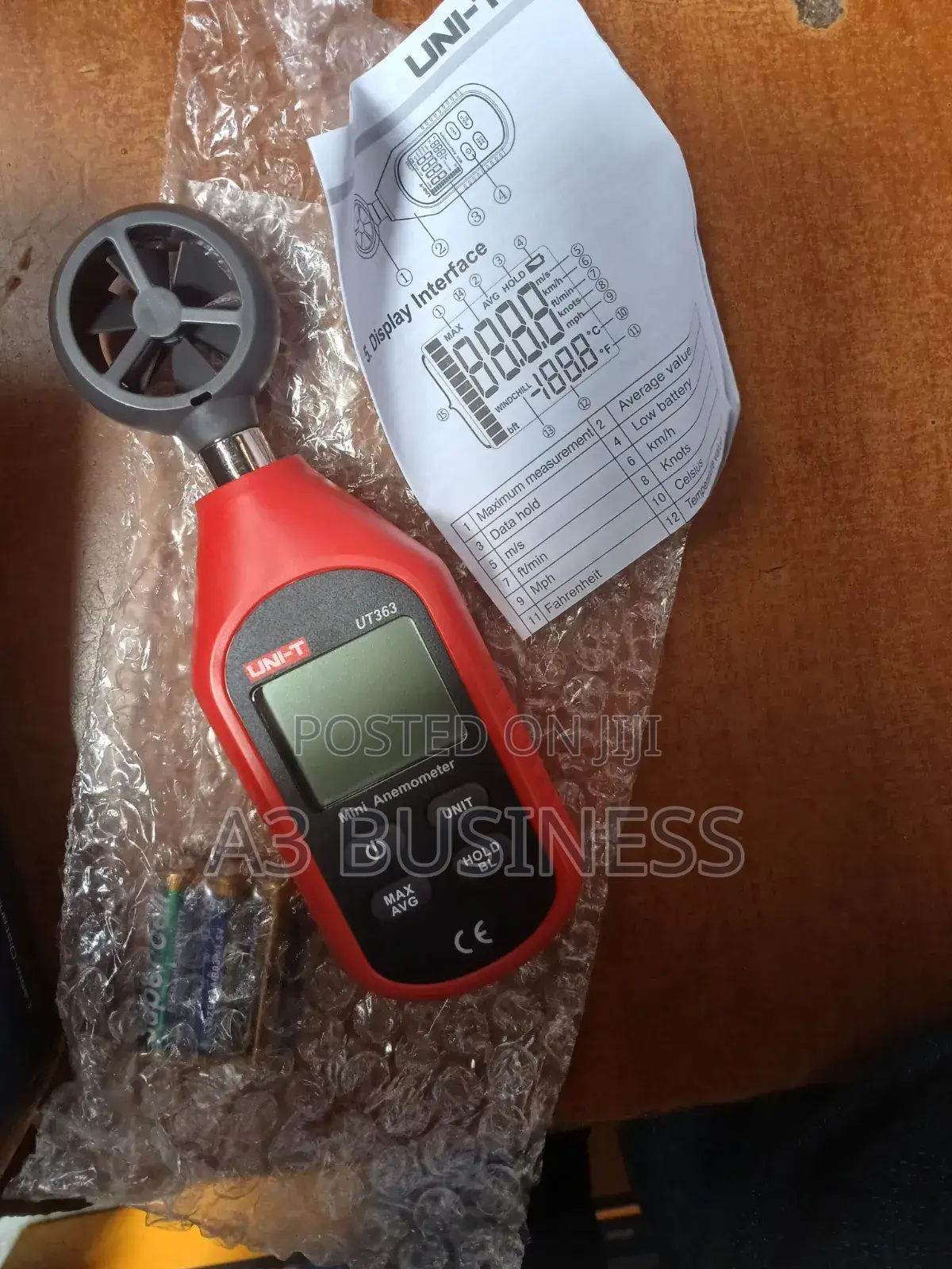 Uni-T Ut363 Mini Anemometer የንፋስ ፍጥነት መለኪያ