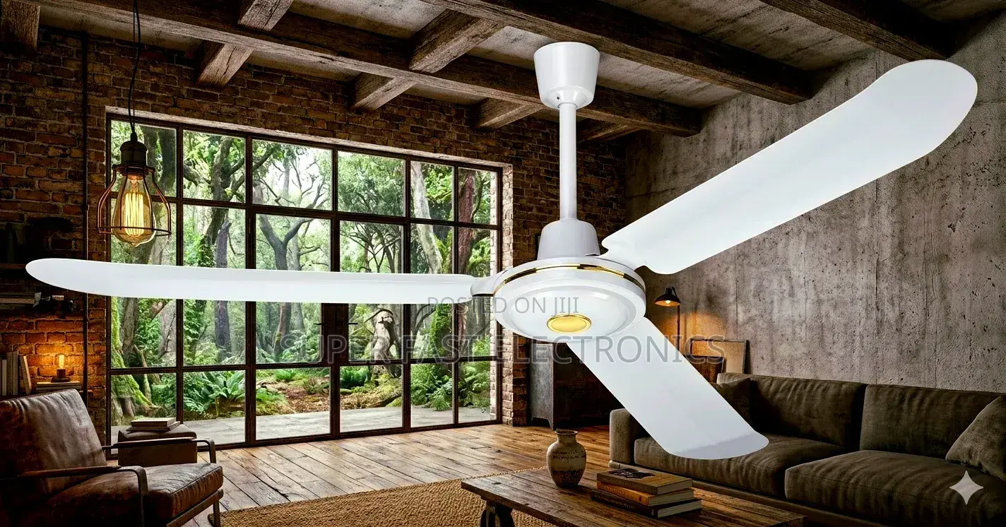 Crown Ceiling Fan – High-Airflow 3-Blade Design With Gold Accents