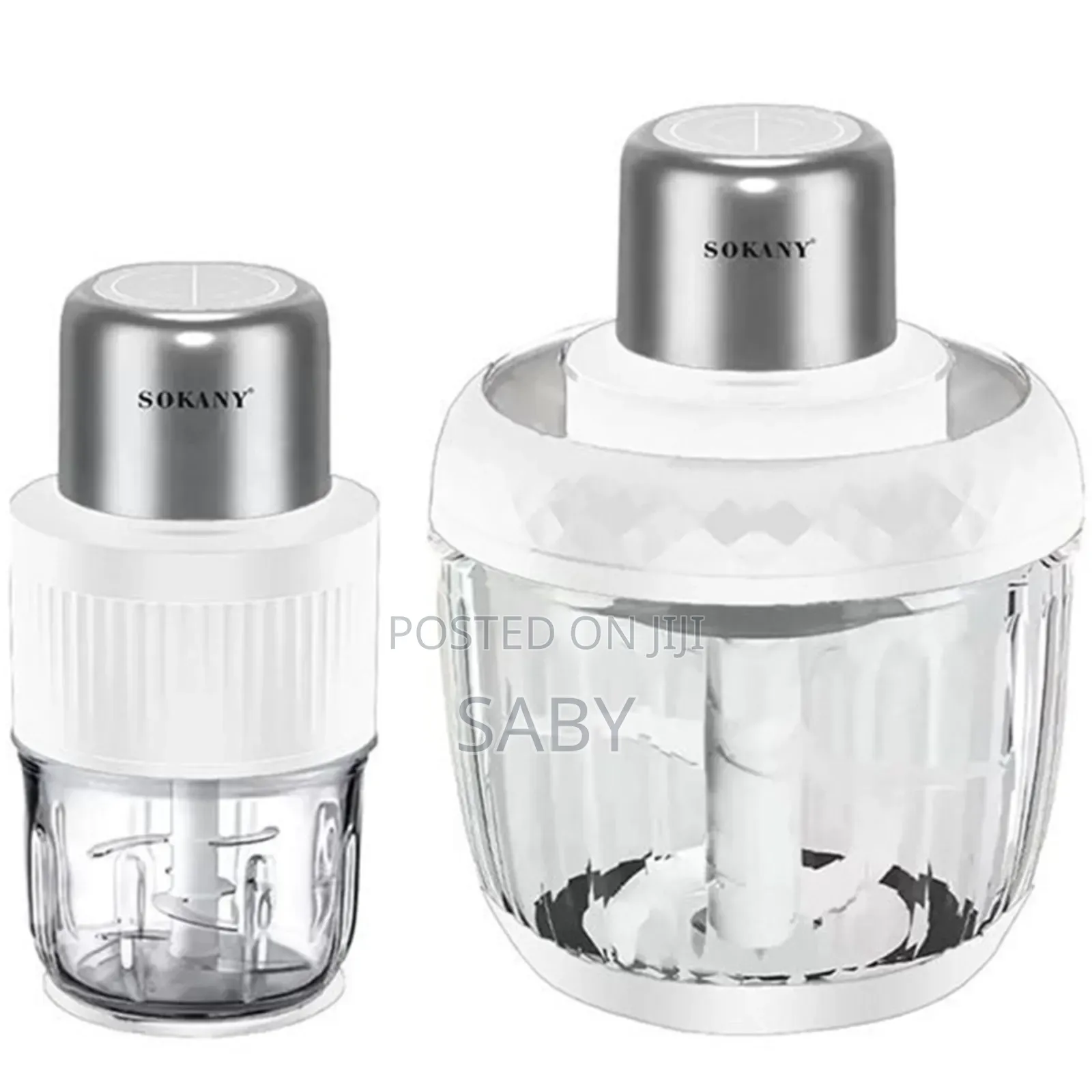 2-in-1 Electric Food Processor and Grinder Set With Two Glass Bowls.