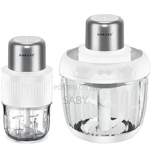 2-in-1 Electric Food Processor and Grinder Set With Two Glass Bowls.