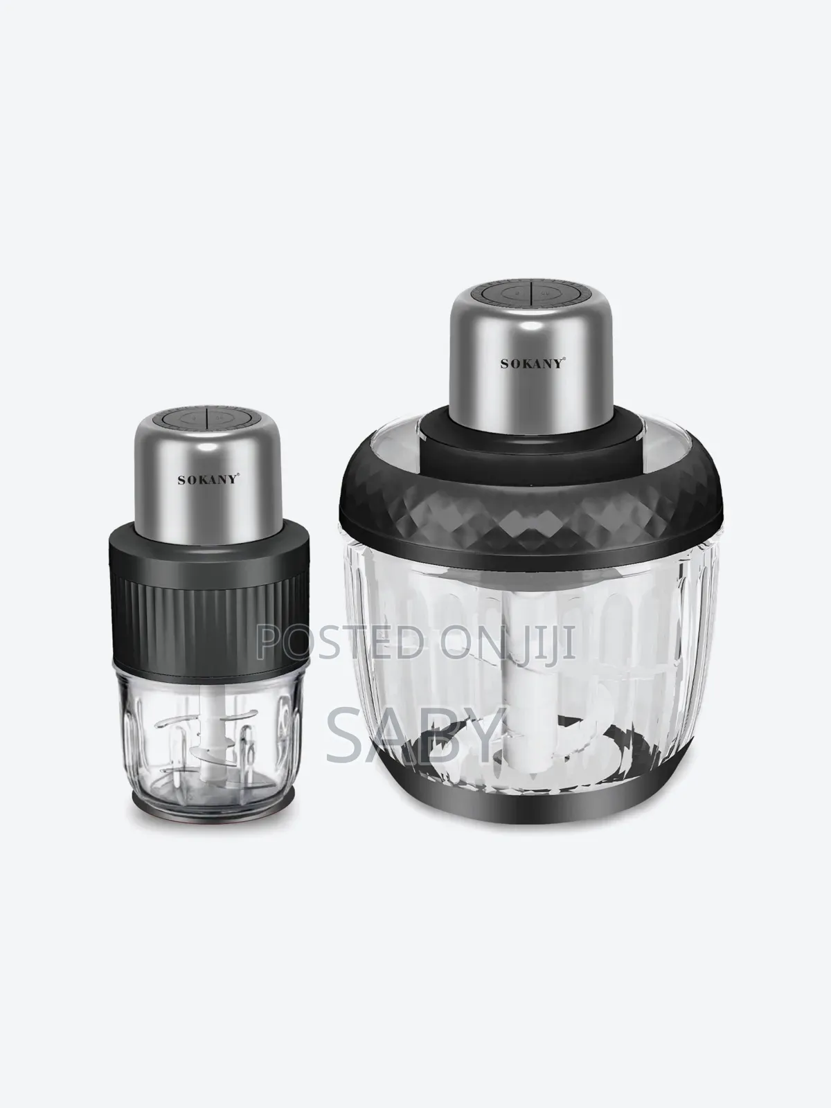 2-in-1 Electric Food Processor and Grinder Set With Two Glass Bowls.
