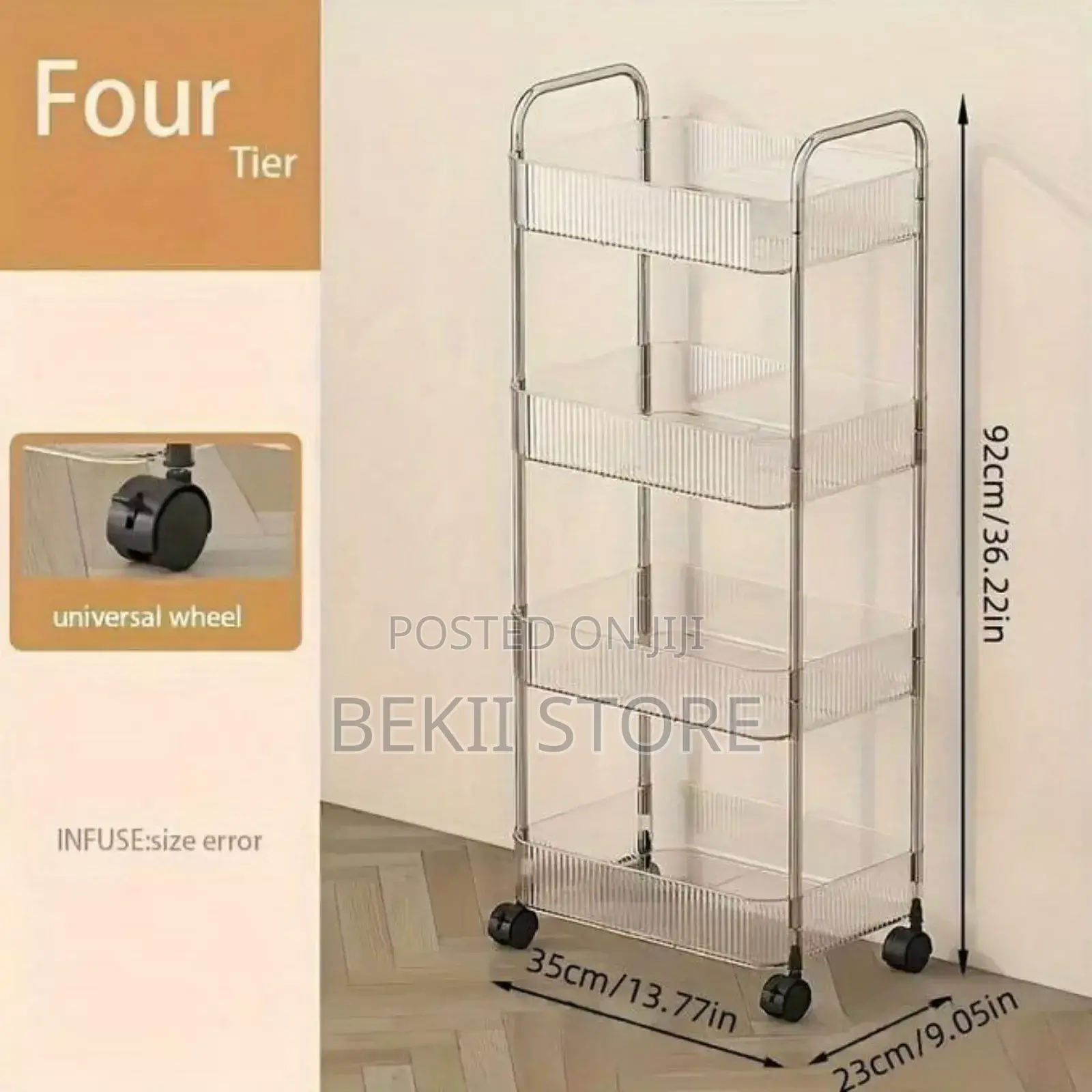 የእቃ መደርደሪያ 4 Tier Rolling Storage Organizer Rack