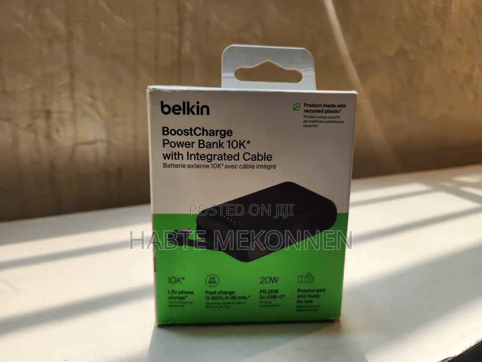 Belkin Power Bank 10000mah With Integrated Cable