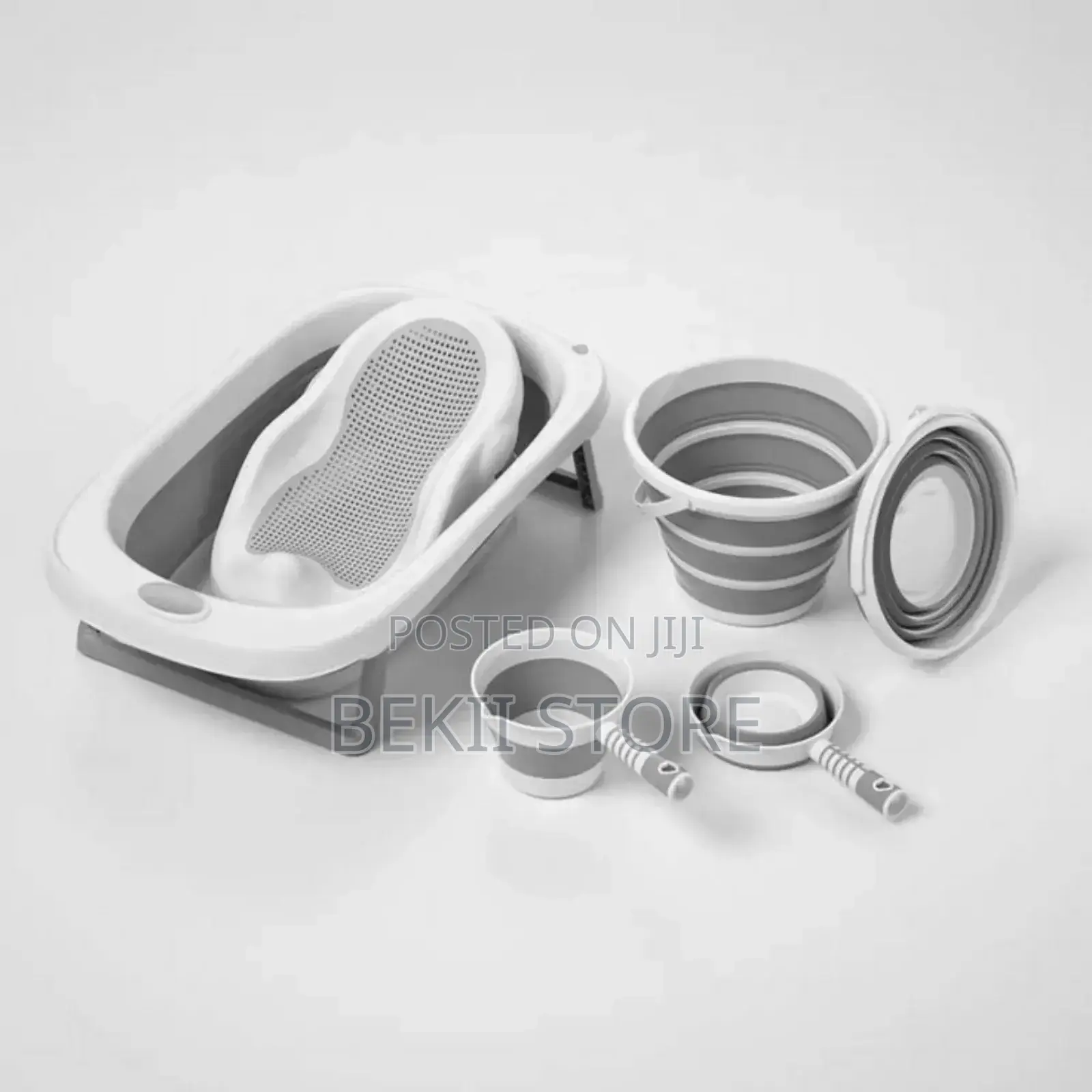 የሕፃናት መታጠቢያ ገንዳ 5 In 1 Foldable Baby Bath Tub Set With Thermometer