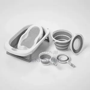 የሕፃናት መታጠቢያ ገንዳ 5 In 1 Foldable Baby Bath Tub Set With Thermometer