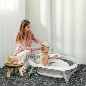 የሕፃናት መታጠቢያ ገንዳ 5 In 1 Foldable Baby Bath Tub Set With Thermometer