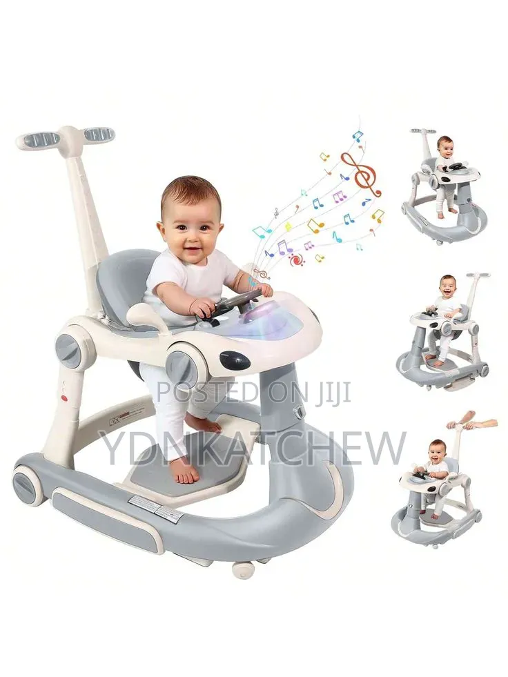 Adjustable Baby Walker With Wheels Feeding Tray