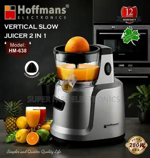 Hoffmans Electronics Vertical Slow Juicer 2-in-1 – Model Hm-638 (280w