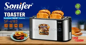 Sonifer Toaster 4-Slice Stainless Steel 1500w High Power With Built-In