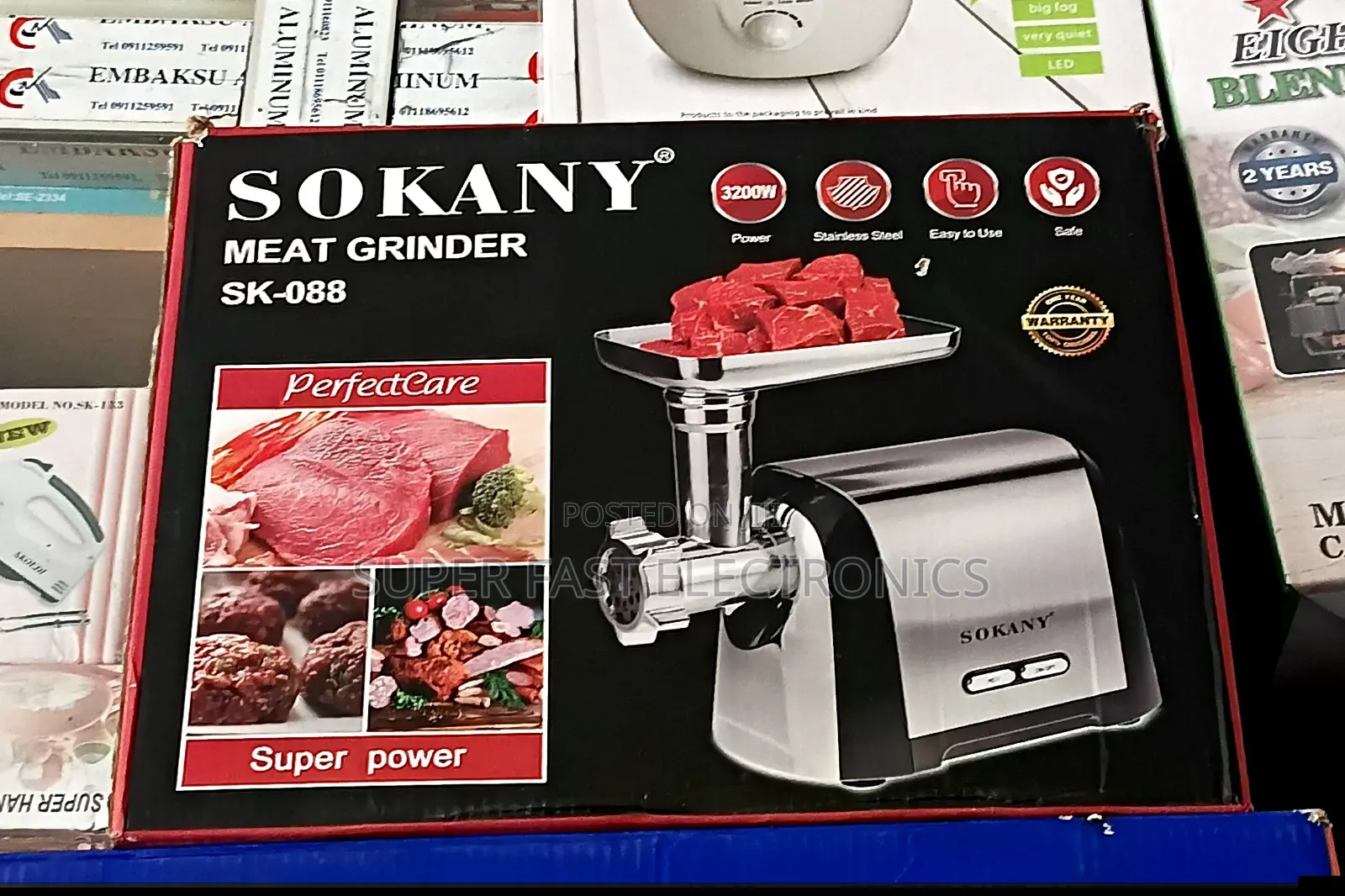 Sokany Electric Meat Grinder - 3200w High Power Stainless Steel