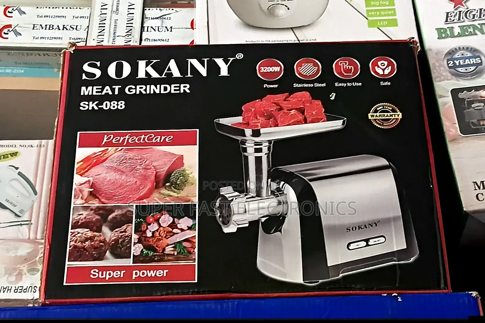 Sokany Electric Meat Grinder - 3200w High Power Stainless Steel