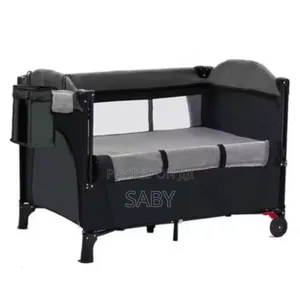 Black and Gray 5-in-1 Deluxe Baby Bedside Crib and Travel Cot